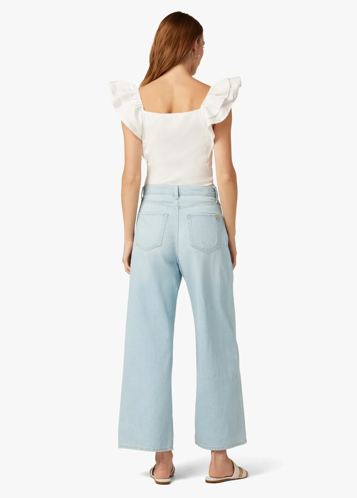 Pleated Wide Leg Ankle Jeans