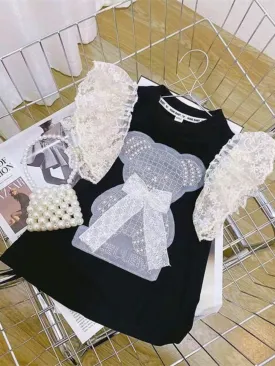 Posh Teddy Lace Sleeve Party Top