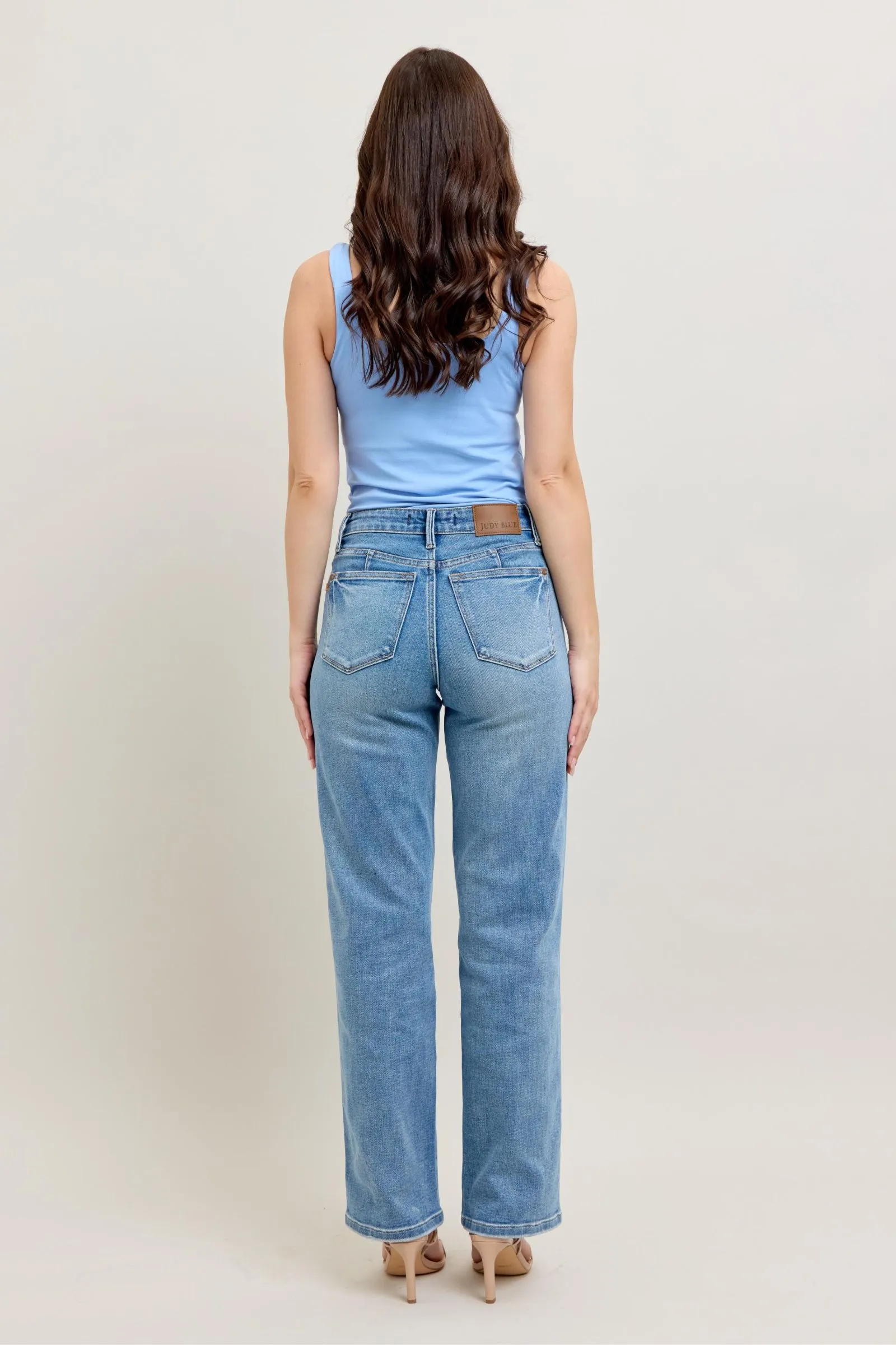 PRE-ORDER Judy Blue Mid Rise Tummy Control Vintage Wash Straight Jeans