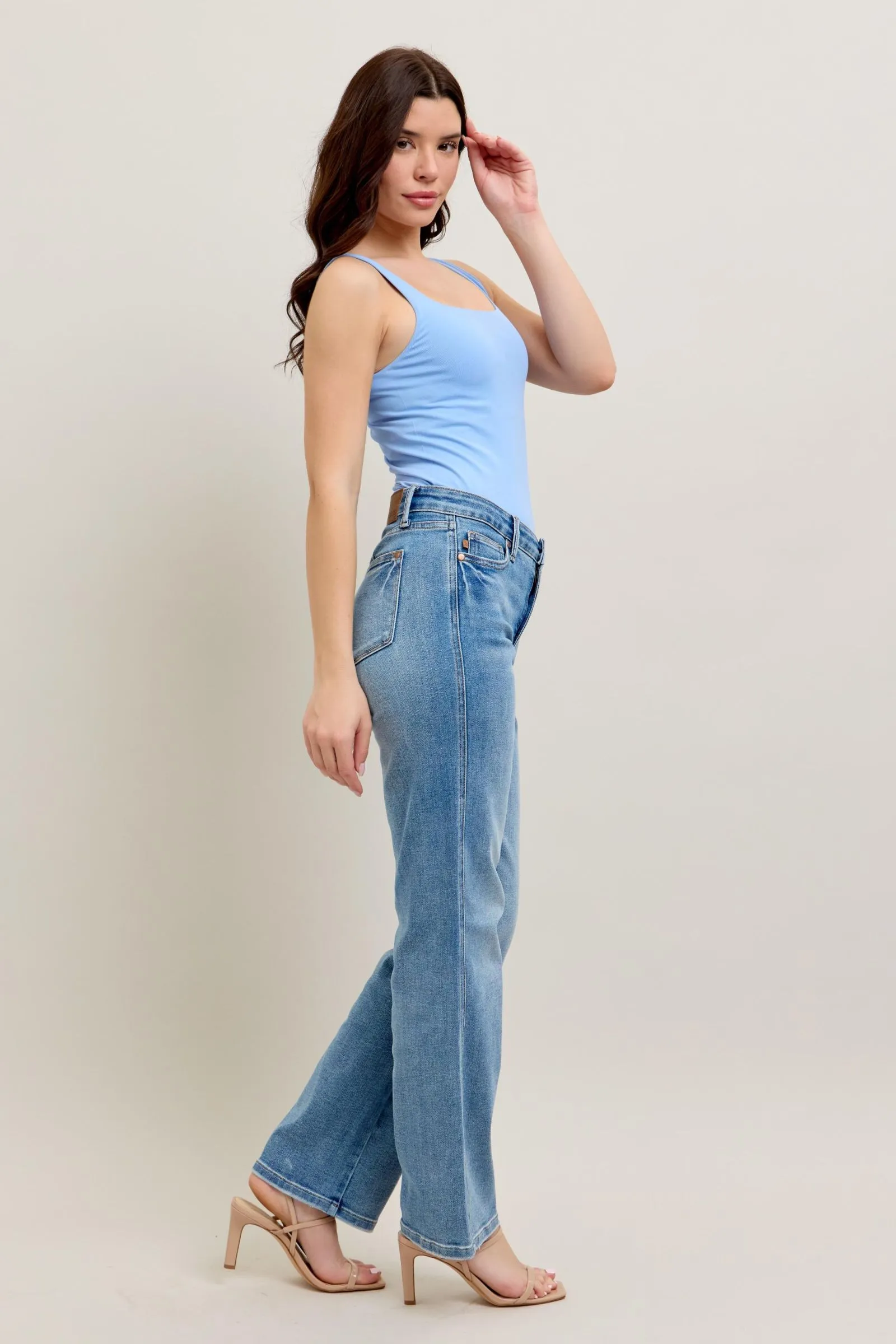 PRE-ORDER Judy Blue Mid Rise Tummy Control Vintage Wash Straight Jeans