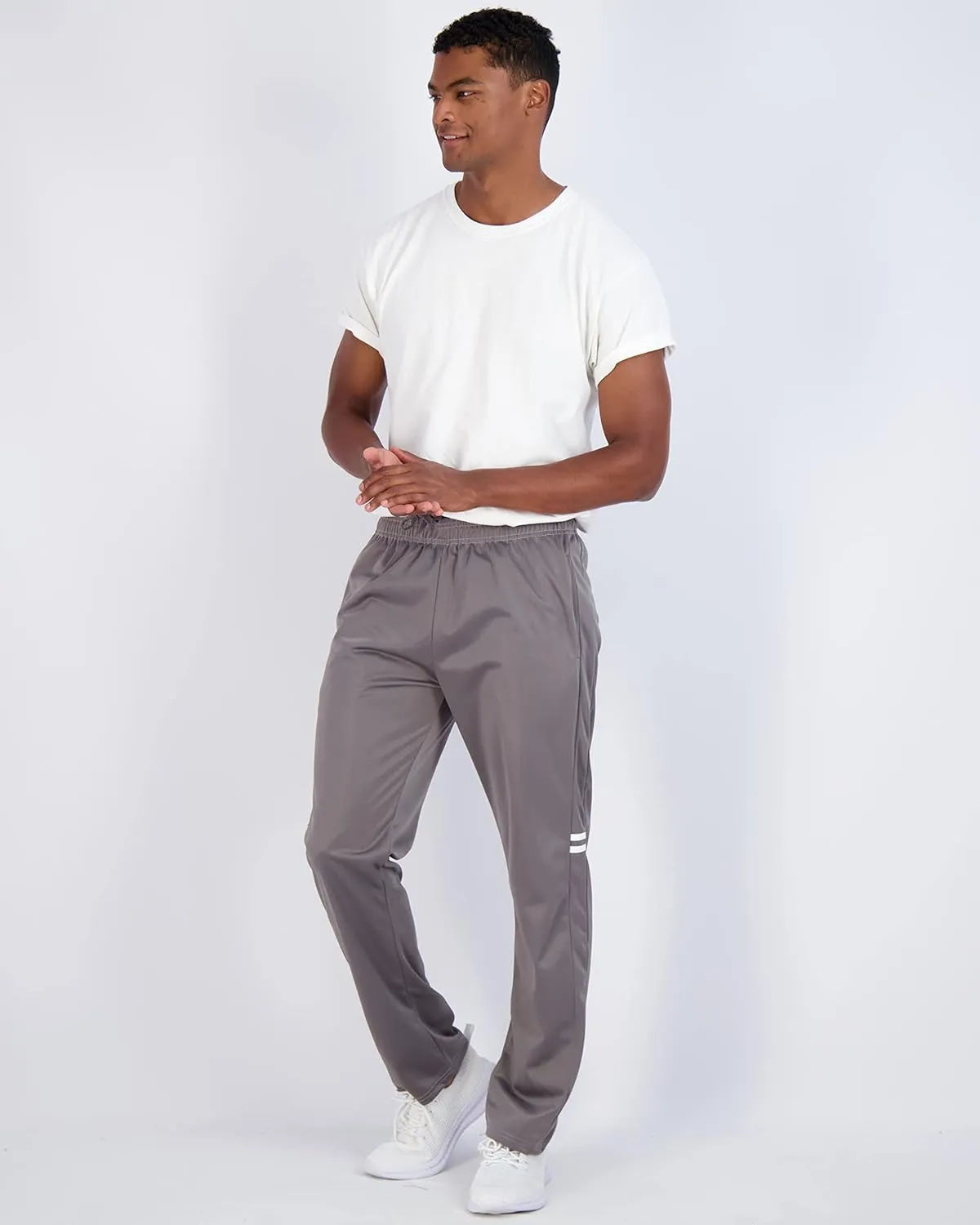 Real Essentials 3 Pack: Men's Active Athletic Casual Tricot Open Bottom Sweatpants with Pockets (Available in Big & Tall)