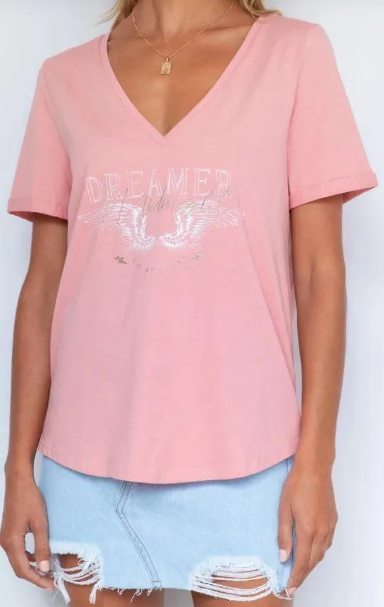 Refuge Dreamer Dreamer Midnight Los Angeles Wings Musk Pink Tee DNO14-LP