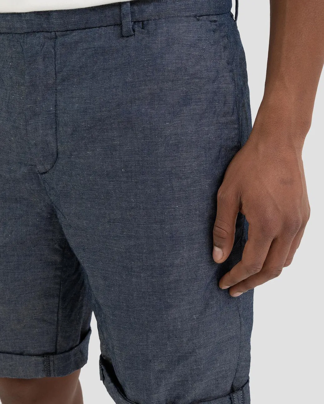 Replay Sartoriale Bermuda Chino Linen Denim Shorts - Dark Blue