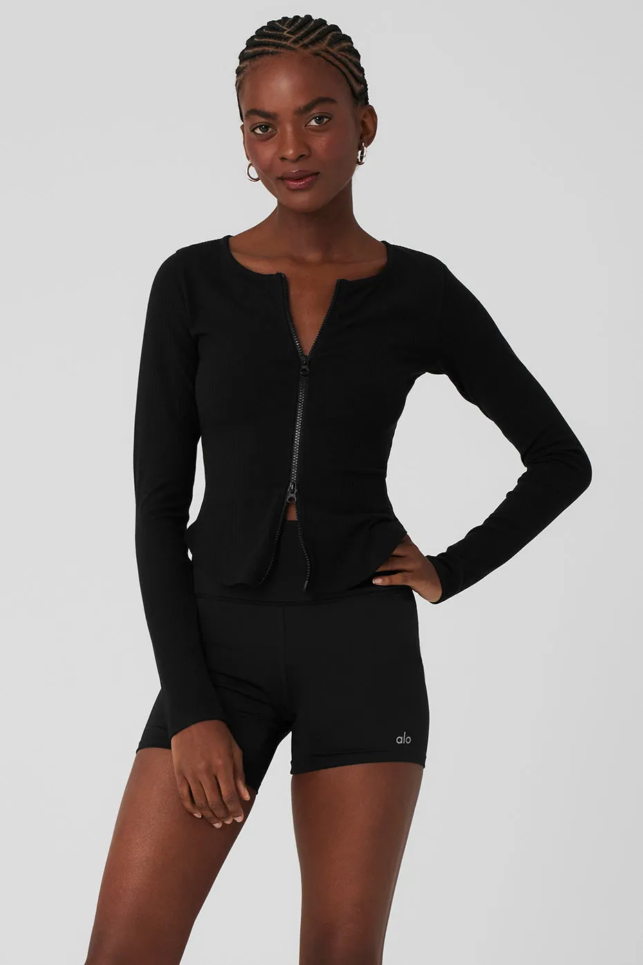 Ribbed Stardust Long Sleeve - Black