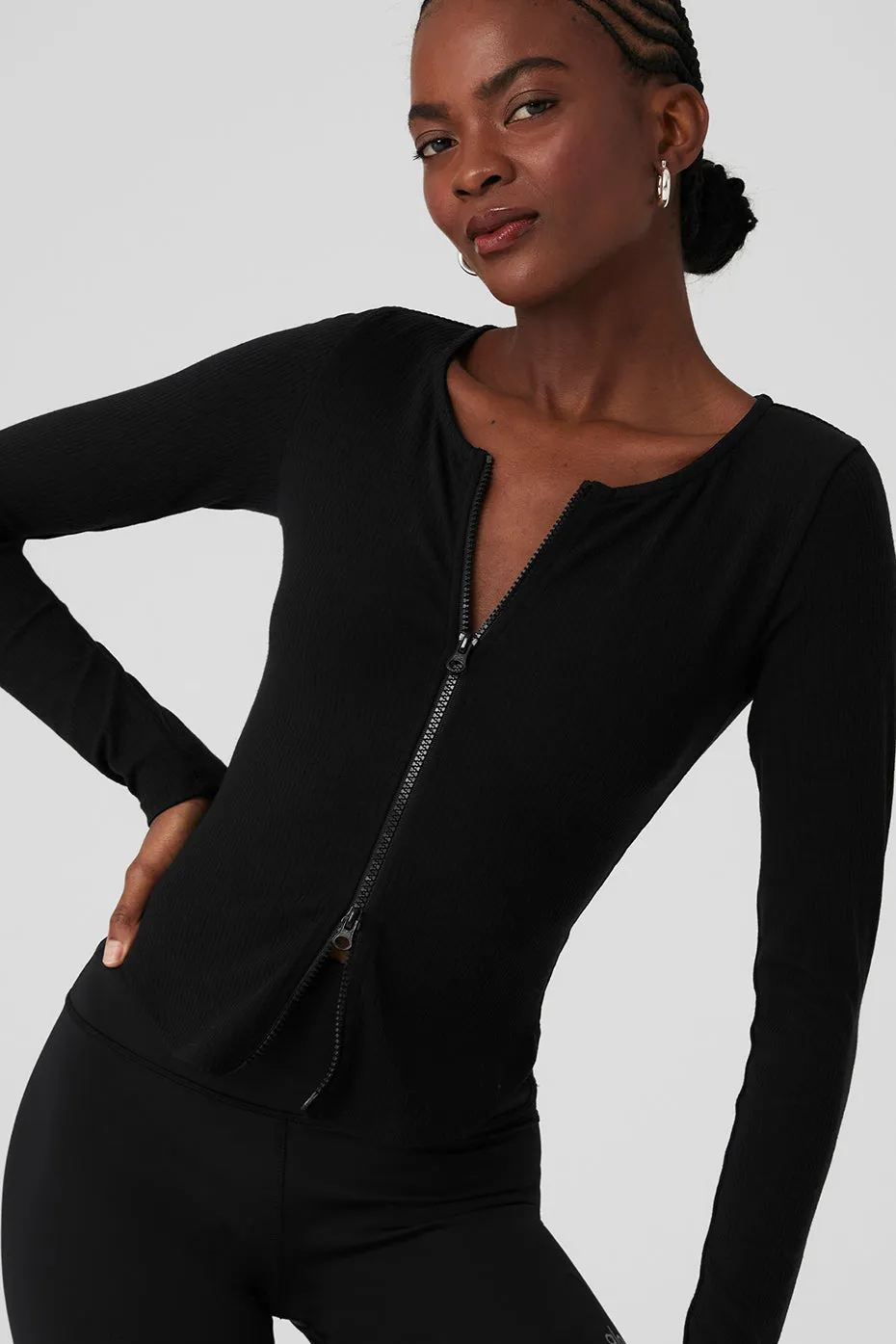 Ribbed Stardust Long Sleeve - Black