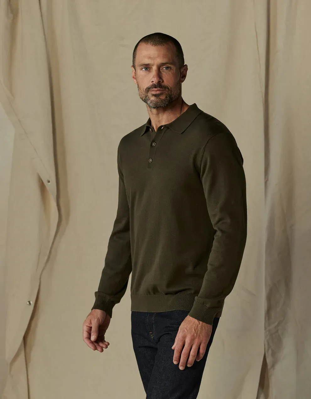 Robles Knit Long Sleeve Polo - Alpine