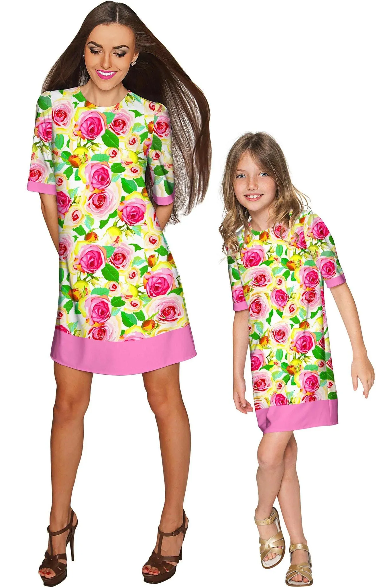 Rosarium Grace Pretty Summer Printed Shift Dress - Girls