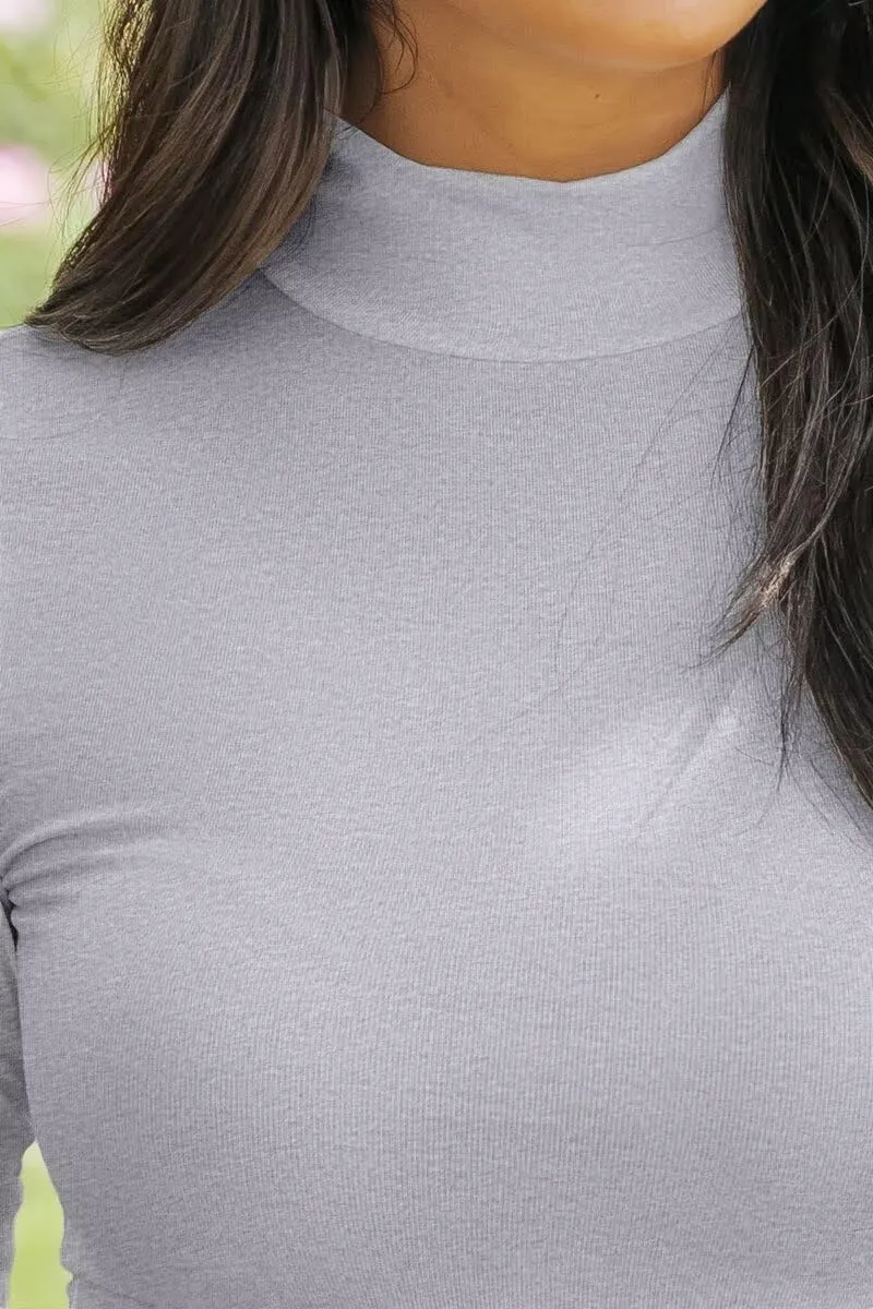 SANDERY Long Sleeve Shirts for Women Casual Mock Turtleneck Shirts Basic Ribbed Slim Fitted Cute Blouse