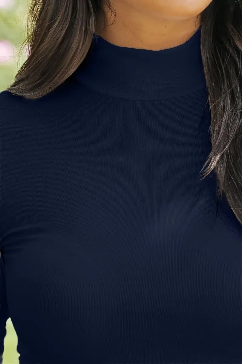 SANDERY Long Sleeve Shirts for Women Casual Mock Turtleneck Shirts Basic Ribbed Slim Fitted Cute Blouse