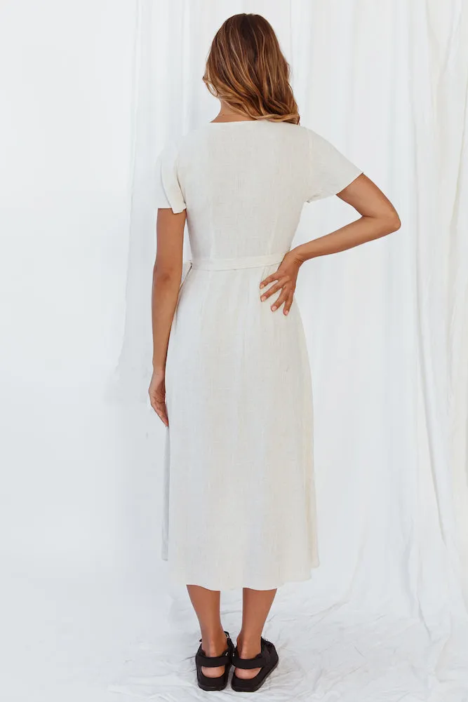 Secrets In The Sand Midi Dress Beige