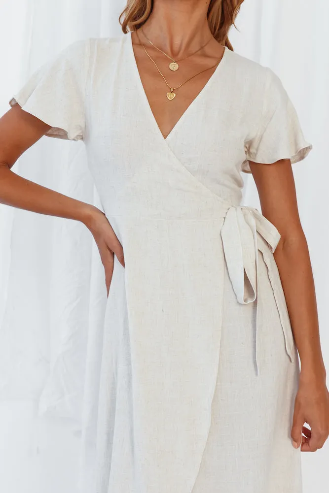 Secrets In The Sand Midi Dress Beige