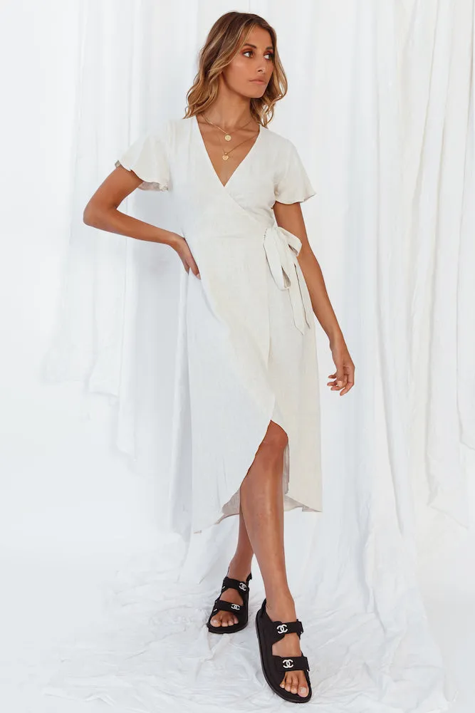 Secrets In The Sand Midi Dress Beige
