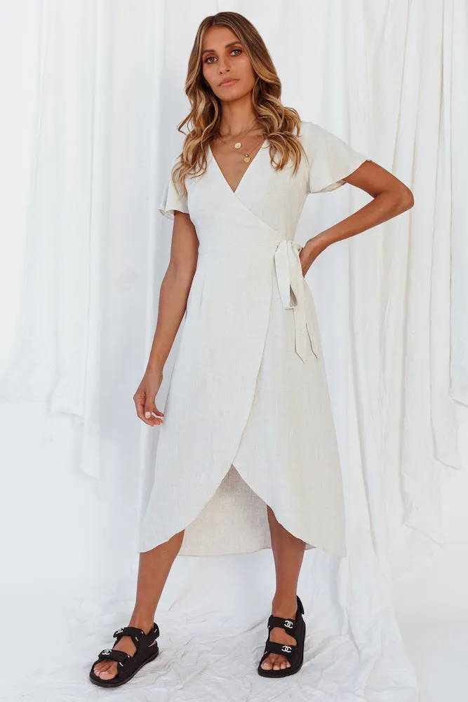 Secrets In The Sand Midi Dress Beige