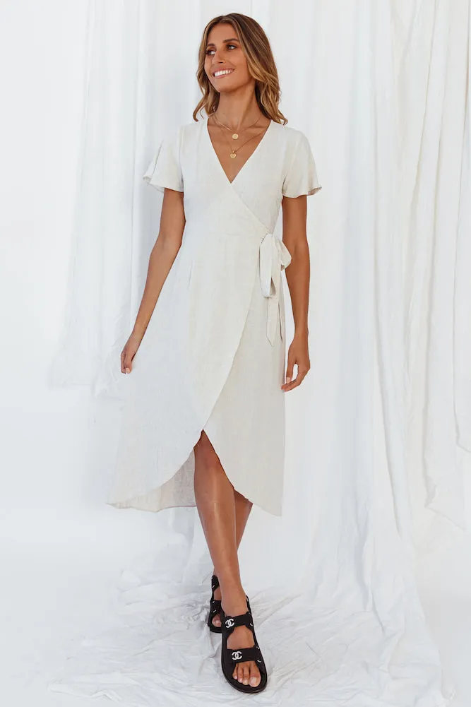 Secrets In The Sand Midi Dress Beige