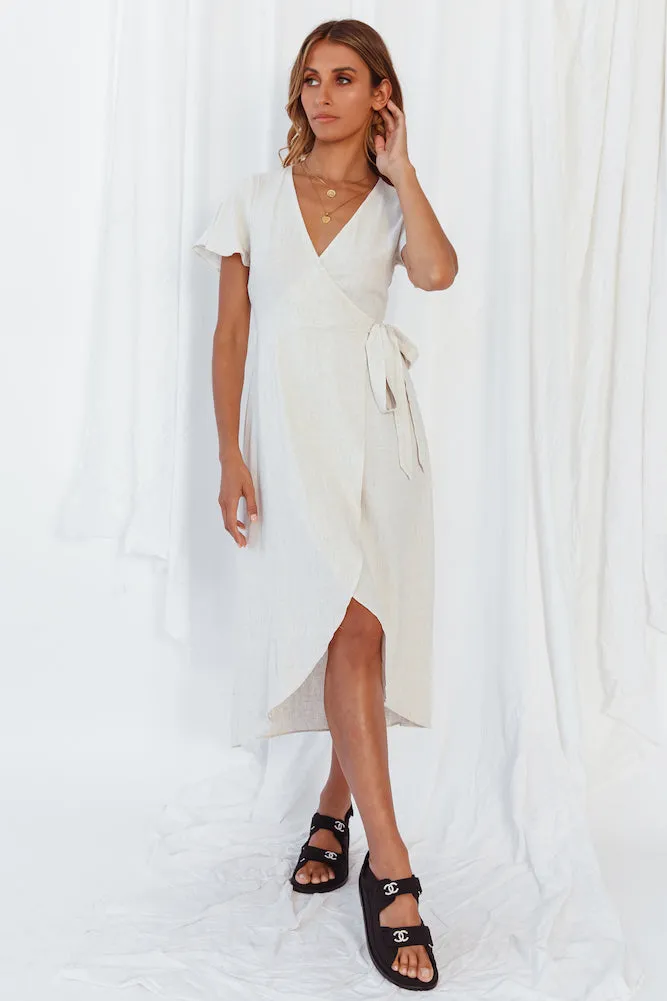 Secrets In The Sand Midi Dress Beige
