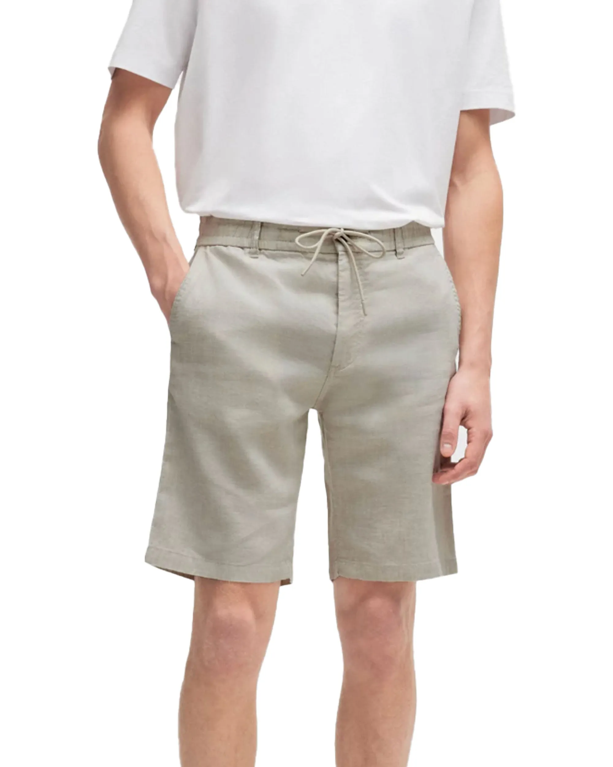 Short Uomo Boss Lino Light Beige