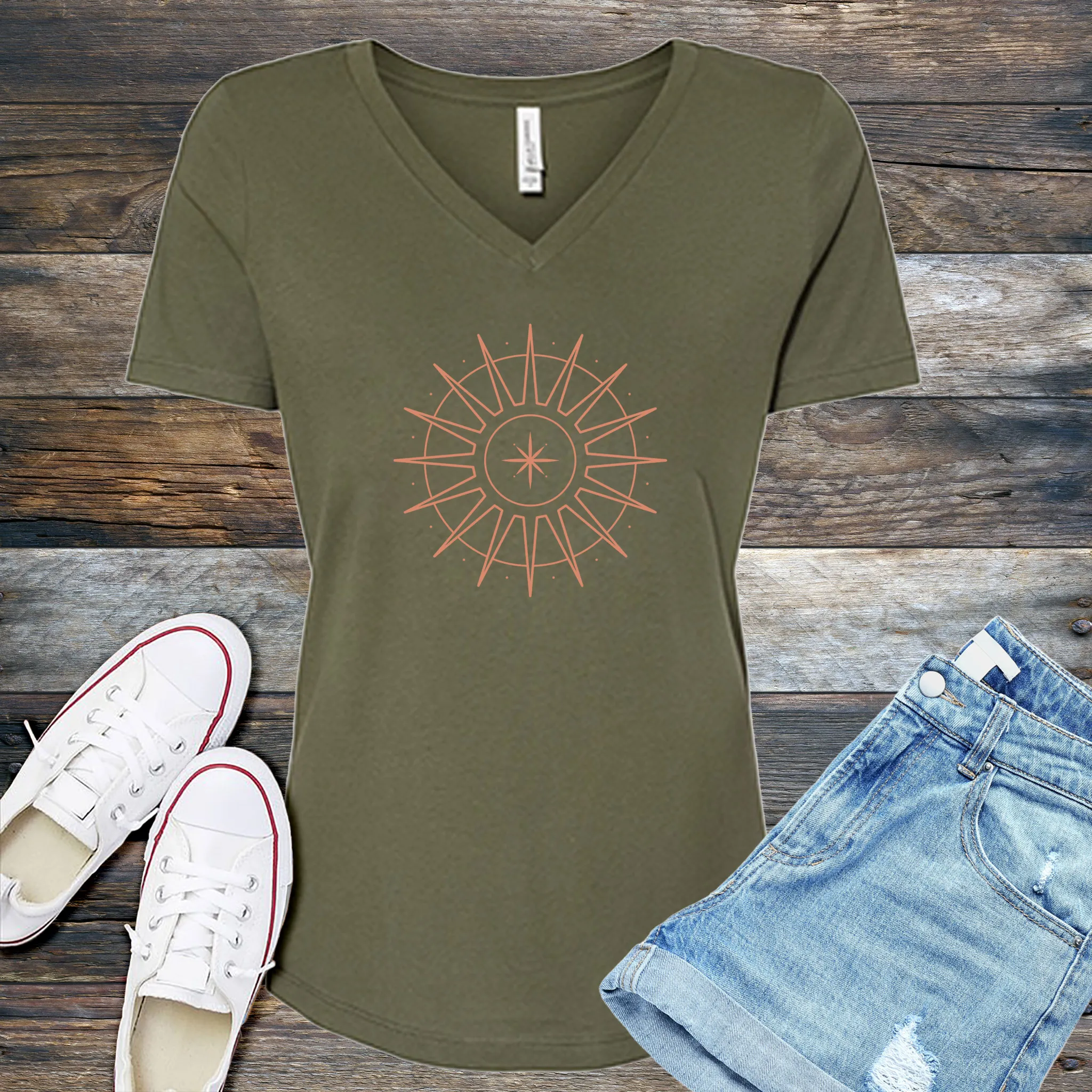 Simple Sun Star V-Neck