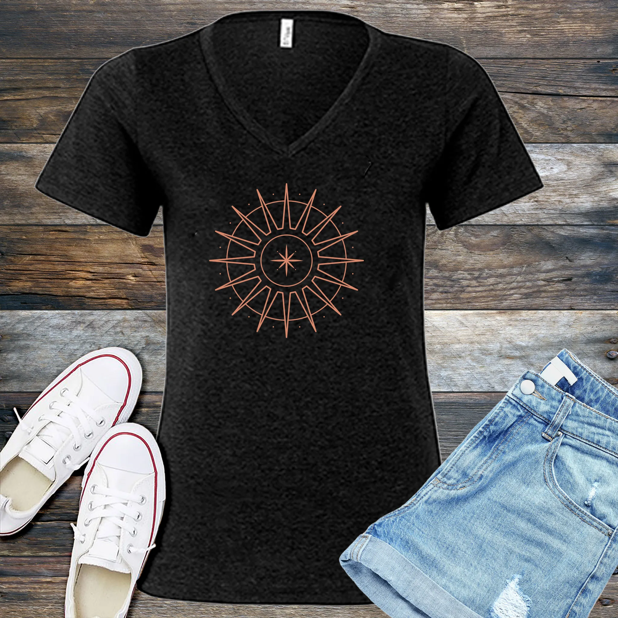 Simple Sun Star V-Neck