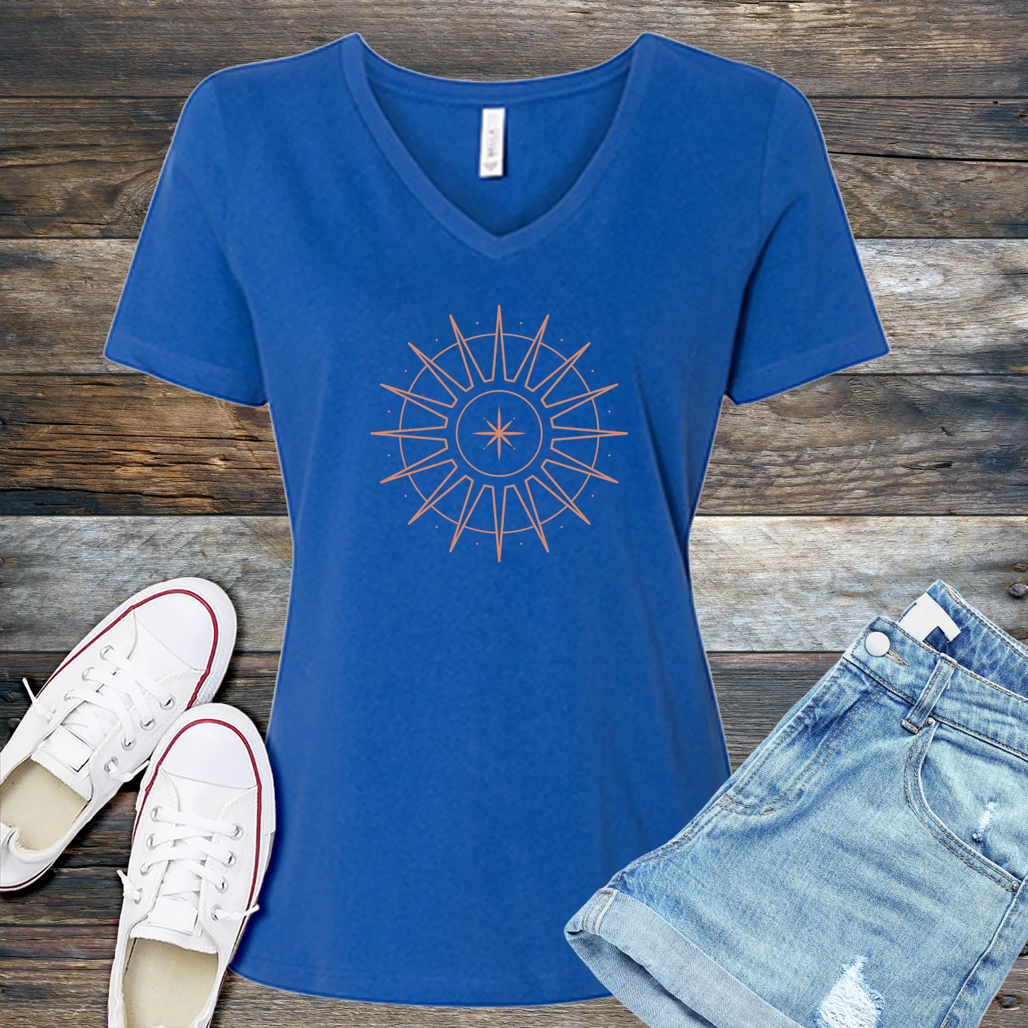 Simple Sun Star V-Neck