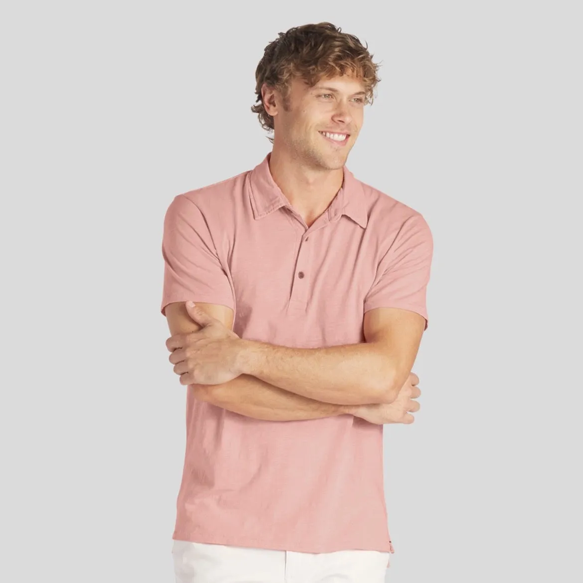 South Bay Slub Jersey Polo  - Coral Cloud