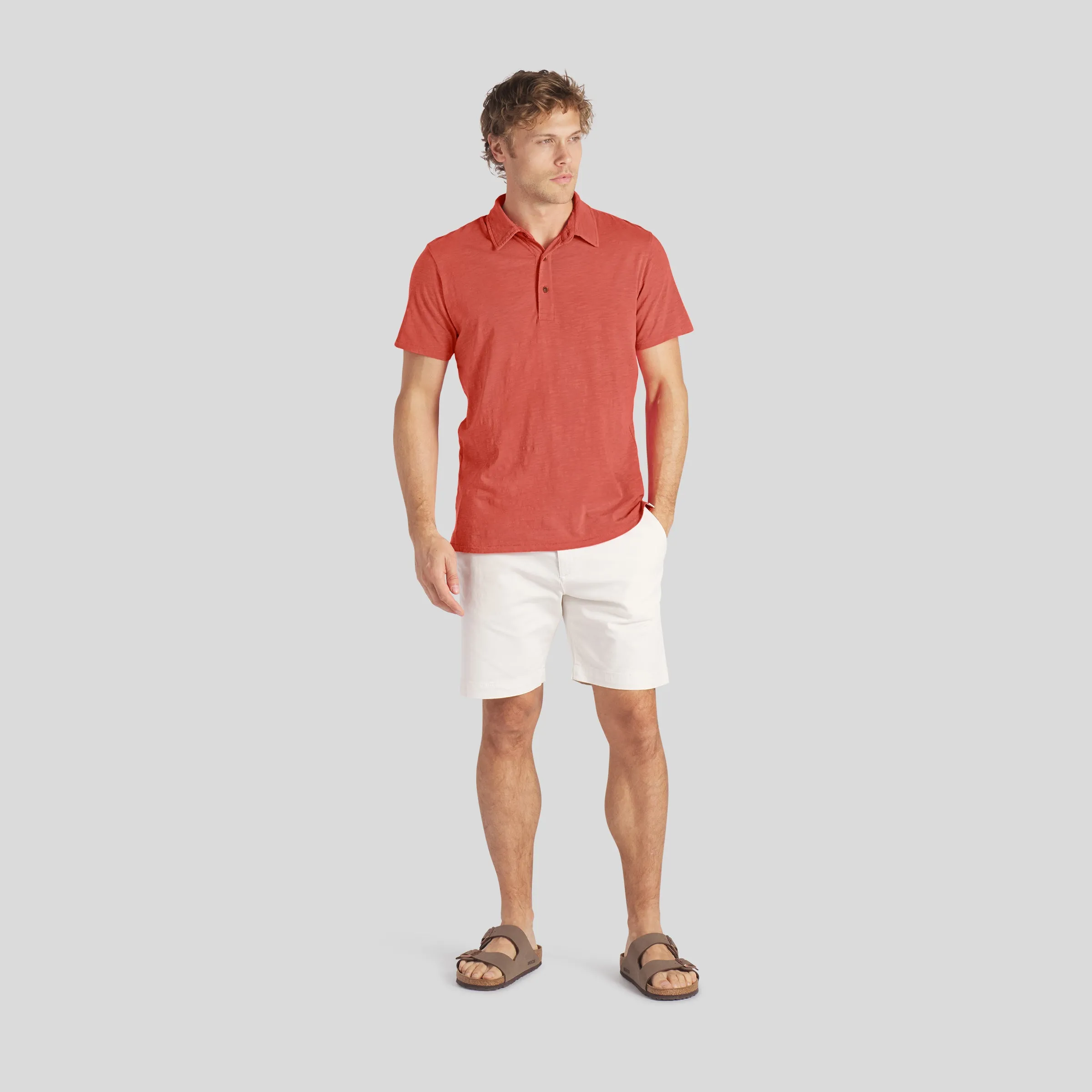 South Bay Slub Jersey Polo - Terra Cotta