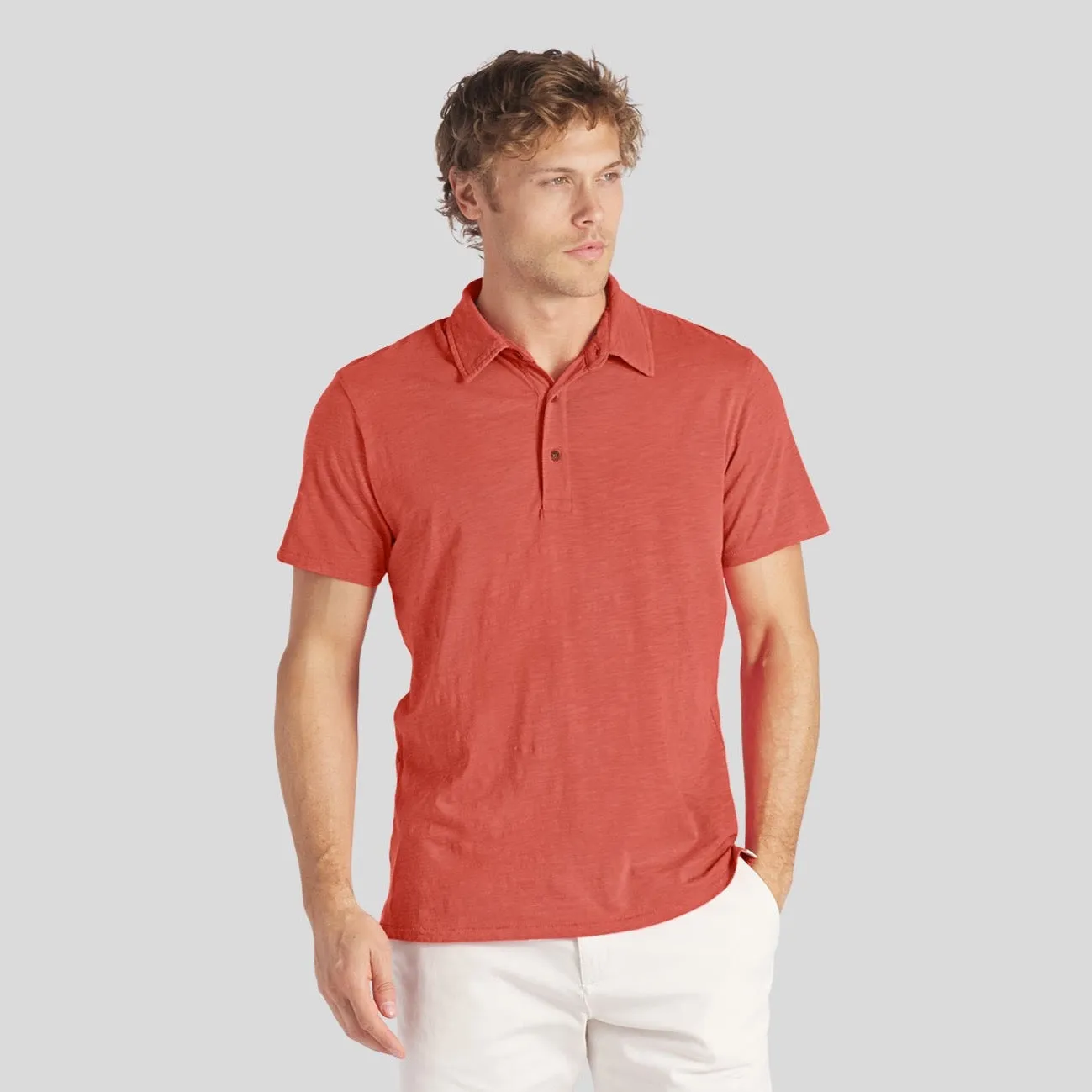 South Bay Slub Jersey Polo - Terra Cotta