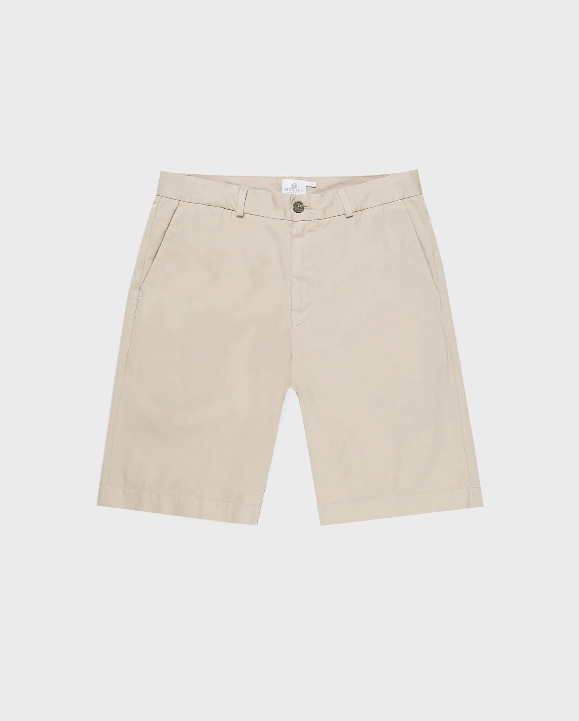 STRETCH COTTON CHINO SHORTS / LIGHT STONE