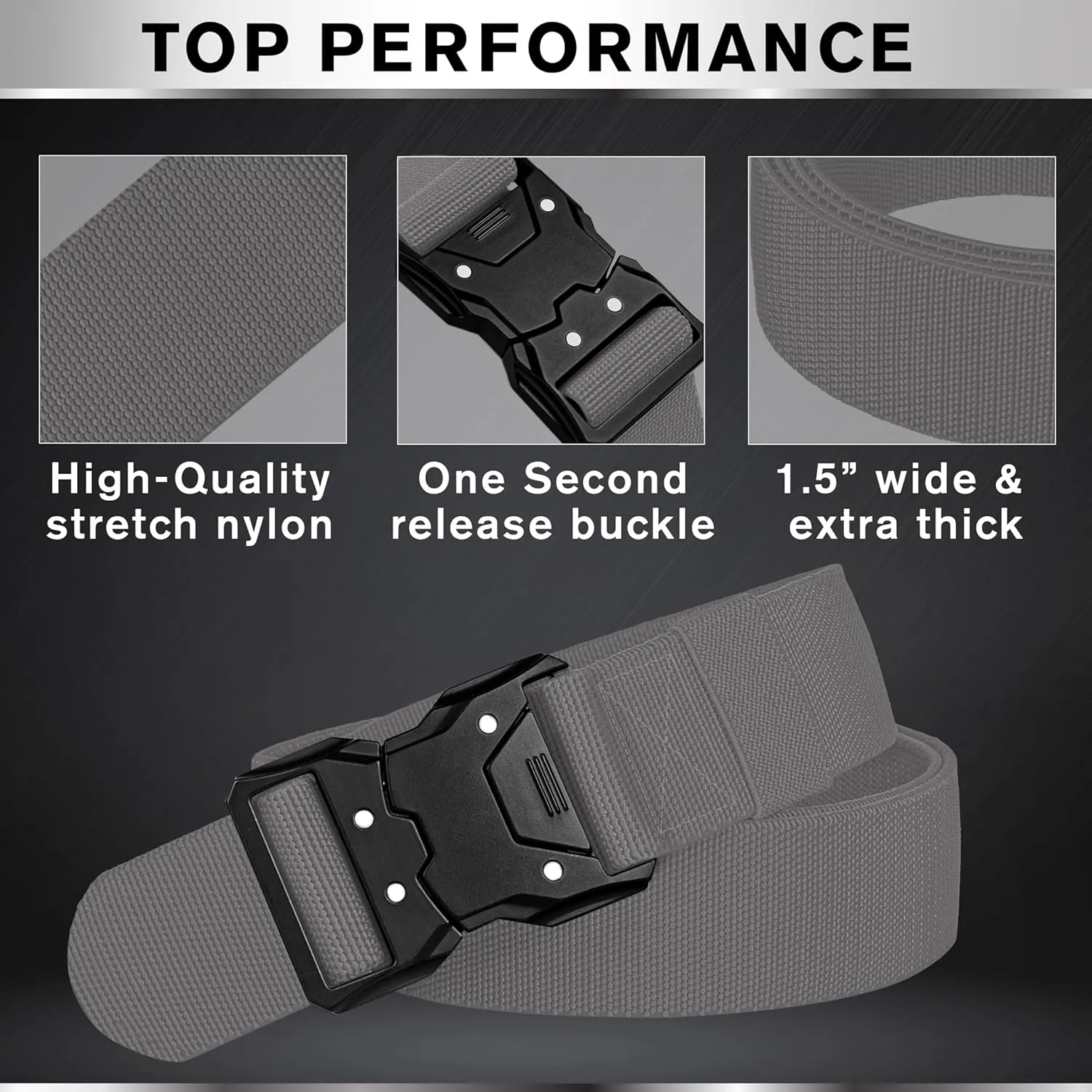 TECEUM Tactical Belt  Heavy-Duty & Quick Release  Military, Work, Rigger, Duty & Utility Belt for Men