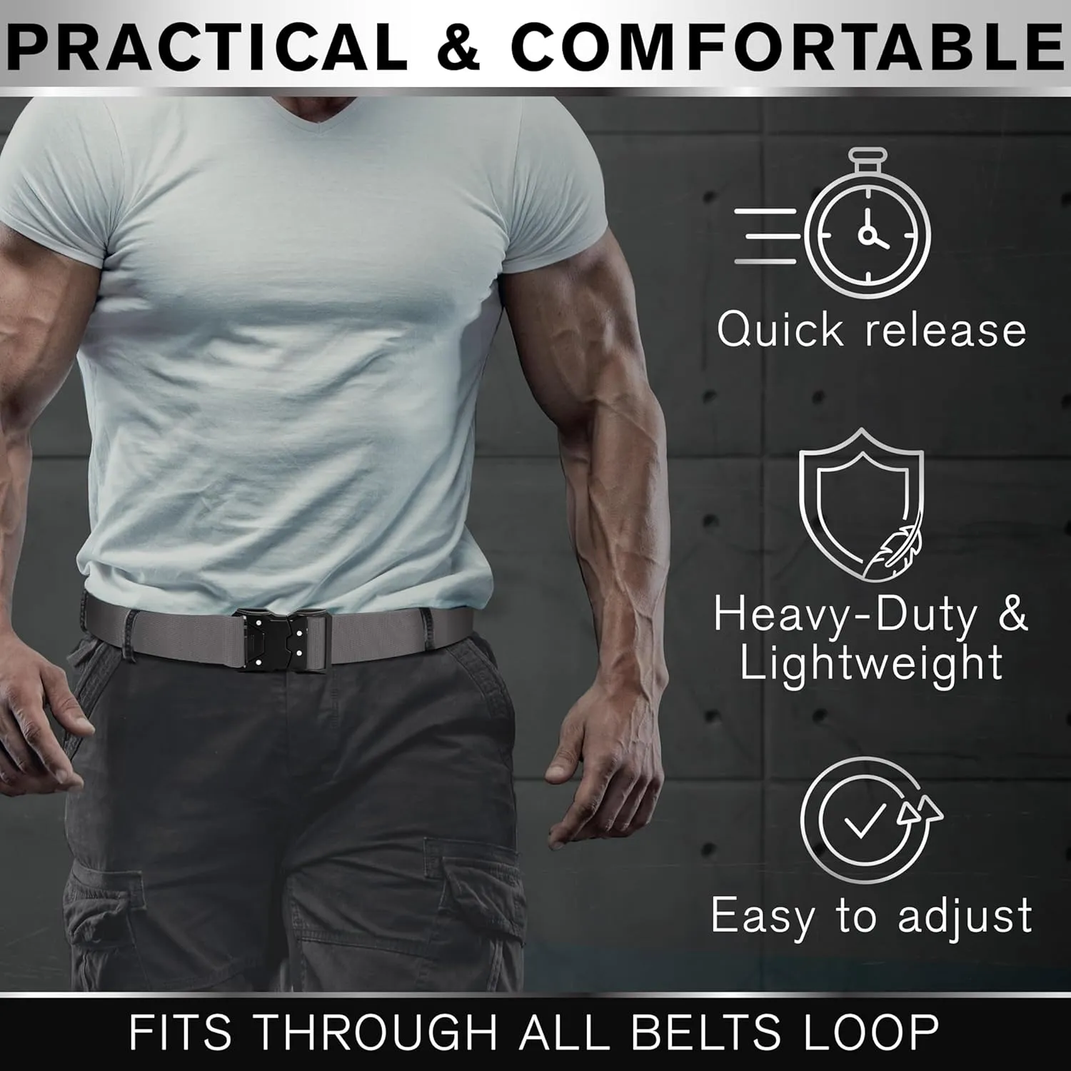 TECEUM Tactical Belt  Heavy-Duty & Quick Release  Military, Work, Rigger, Duty & Utility Belt for Men