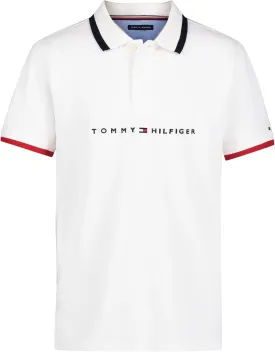 Tommy Hilfiger Boys' Short Sleeve Premium Pique Polo Shirt, Button Closure, Soft & Comfortable