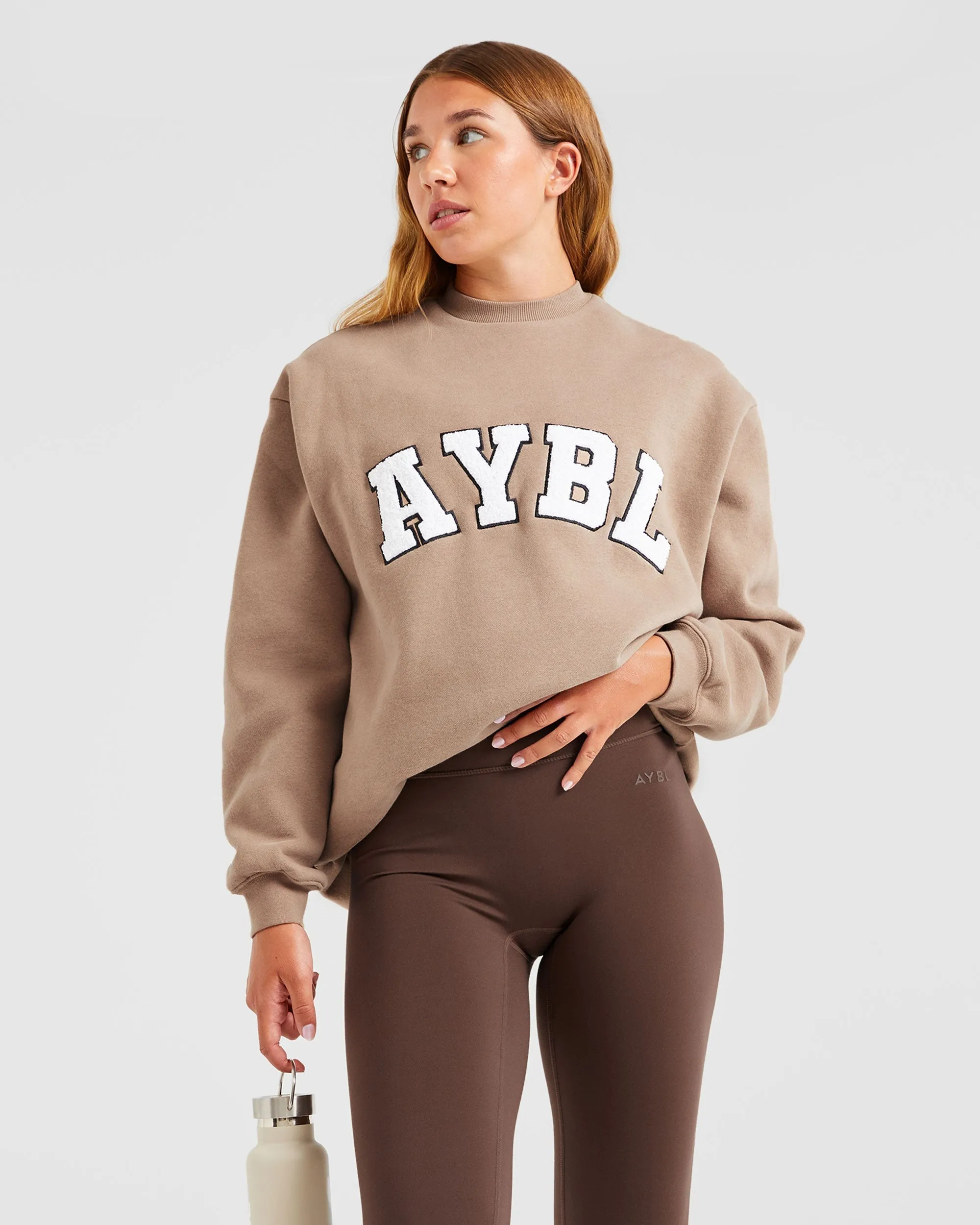 Varsity Oversized Sweatshirt - Latte Brown