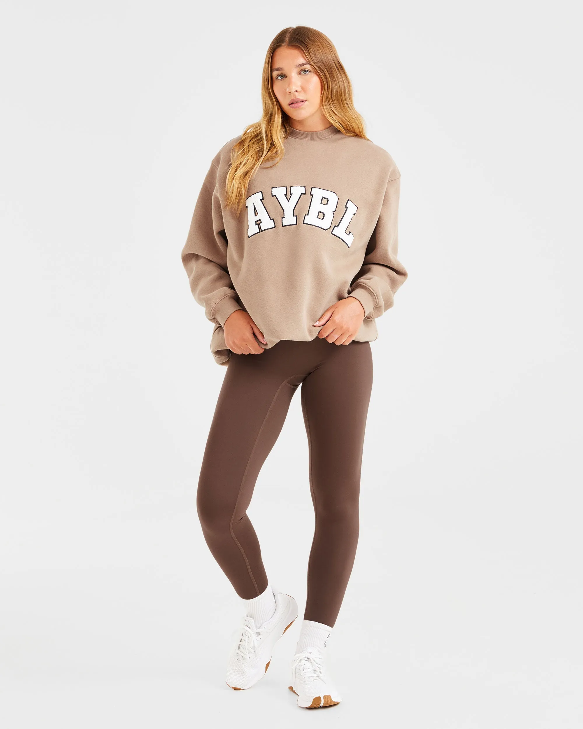 Varsity Oversized Sweatshirt - Latte Brown