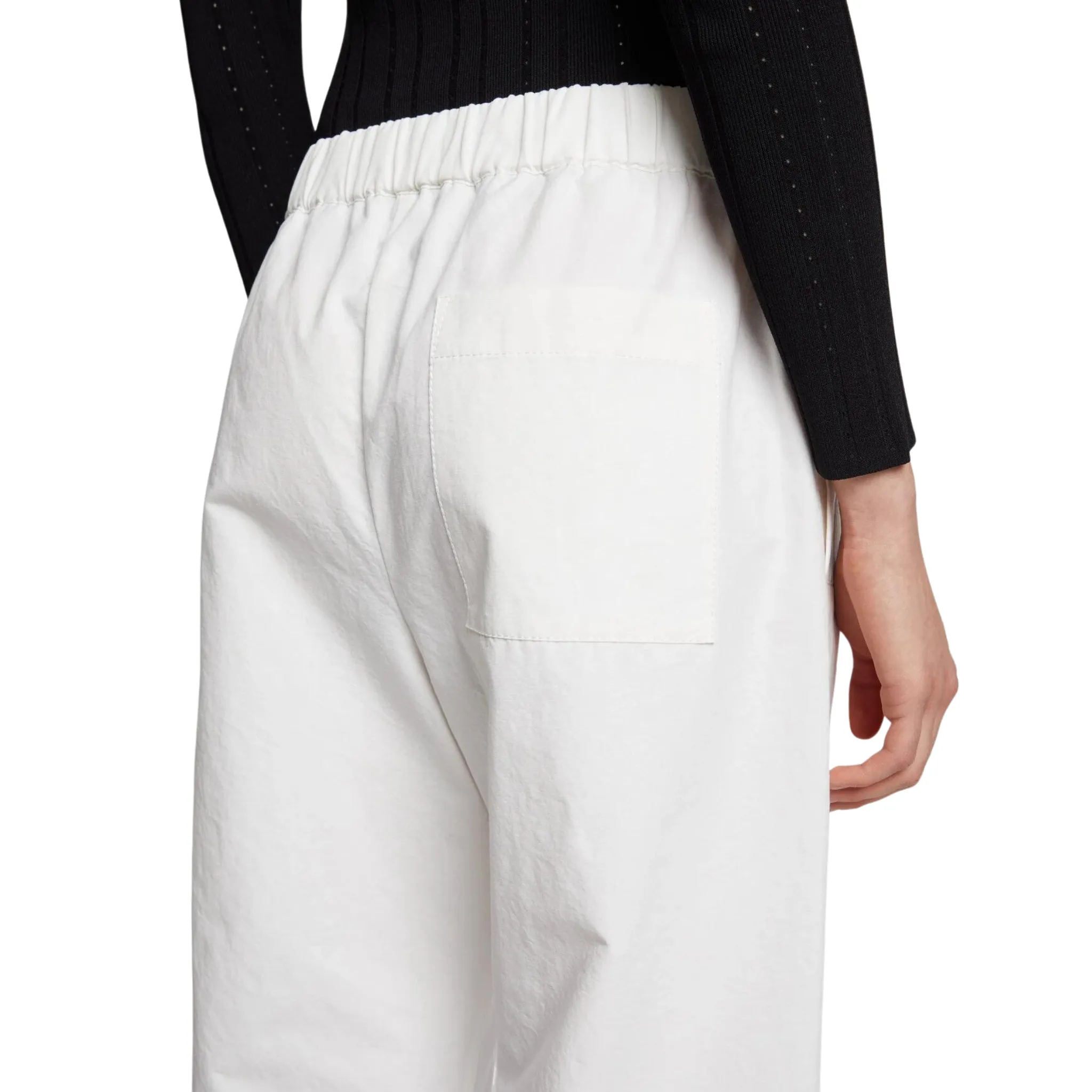 White Solid Cotton Linen Easy Pant