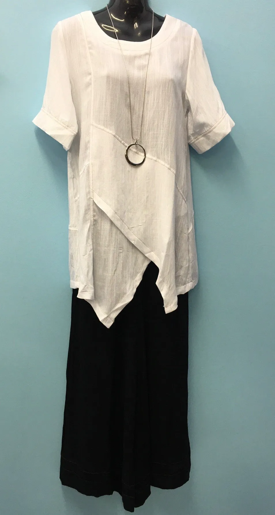 Willow Tree Contrast Stitching Wide Leg Pant Black 8