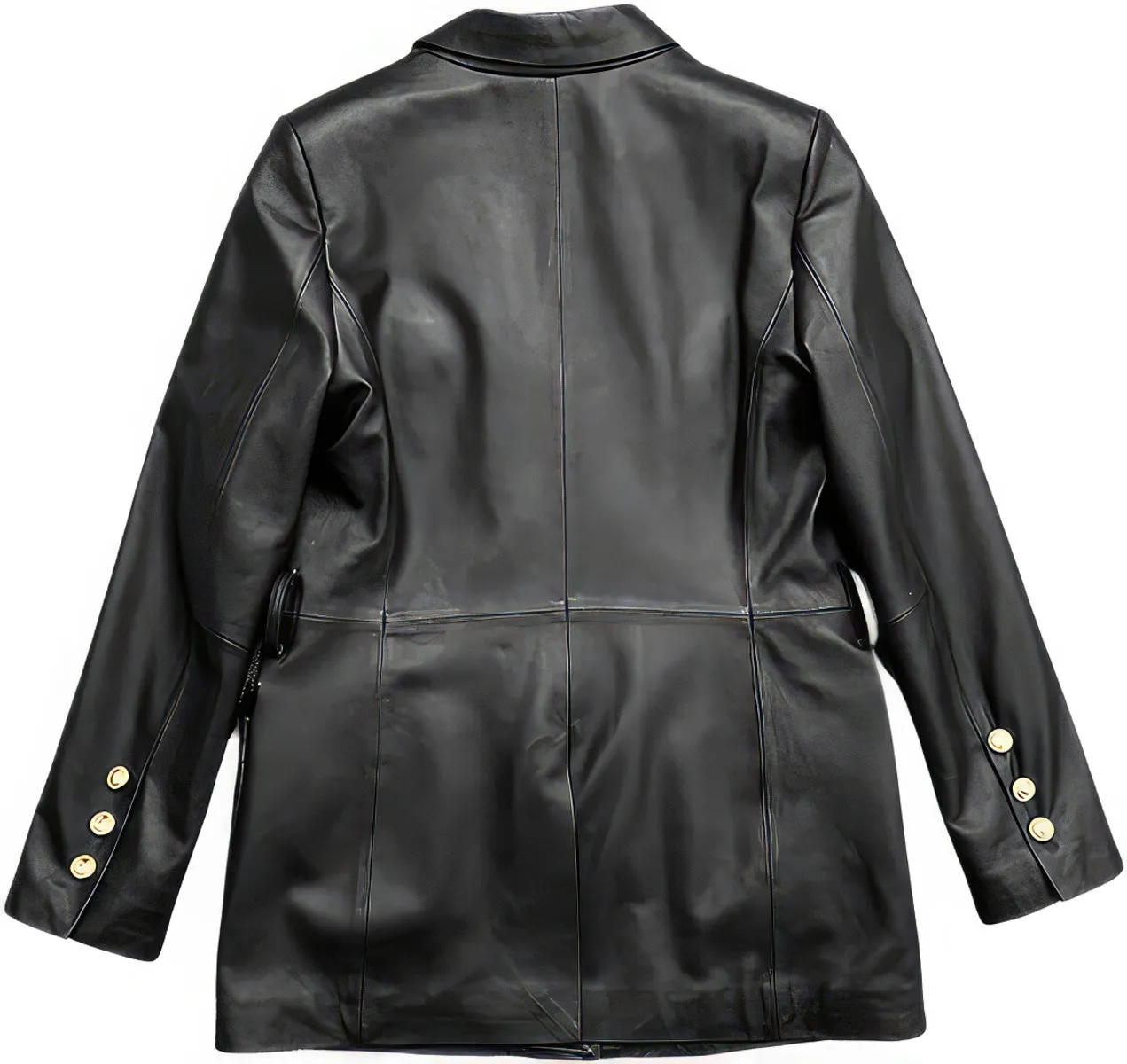 Women’s Black Genuine Sheepskin Single Breasted Casual Multi-Pockets Fashion Motorcycle Belted Leather Jacket