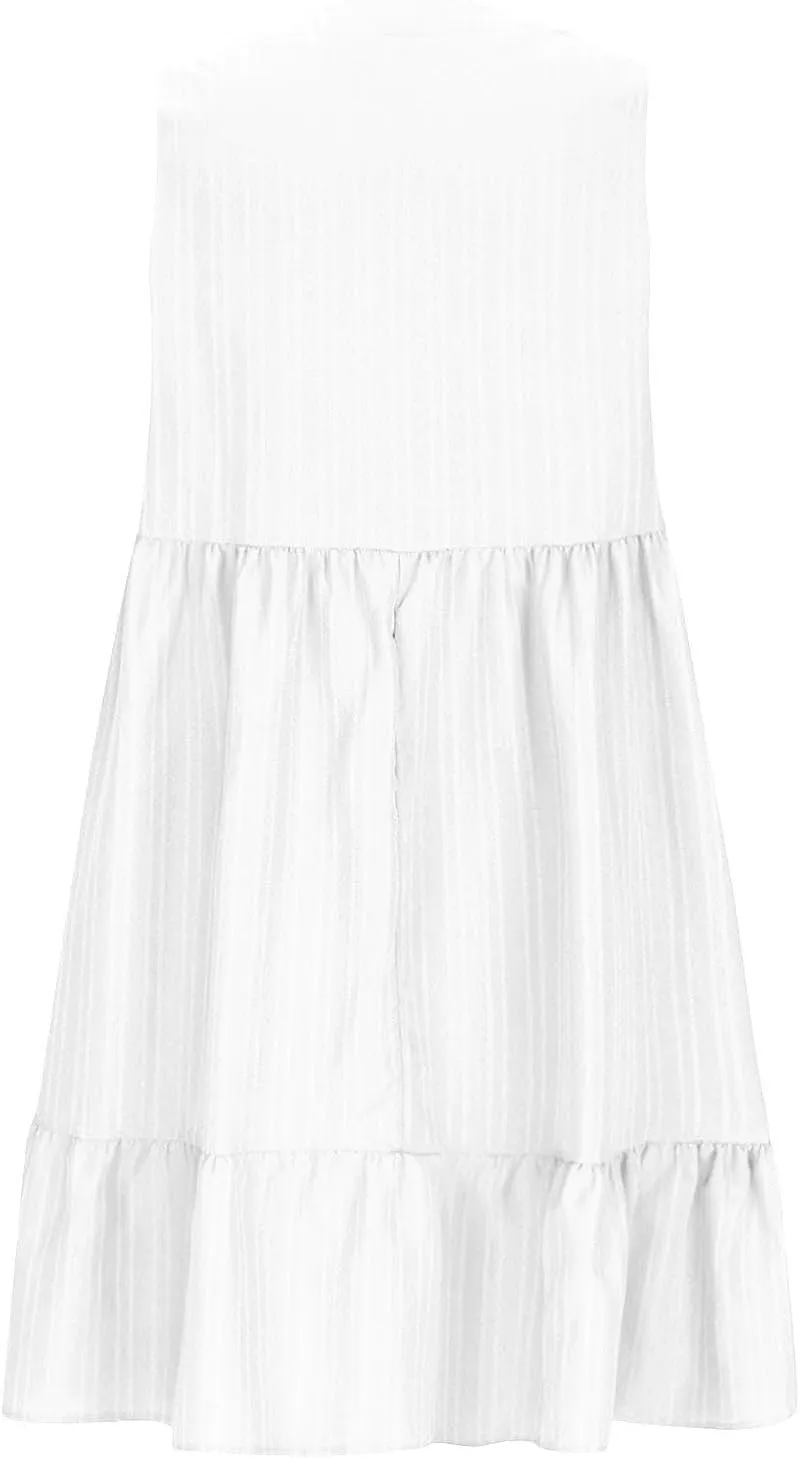 ZEFOTIM Sundresses for Women Spring Simple Sleeveless Floral Mini Dress V Neck Ruffle Hem Dresses