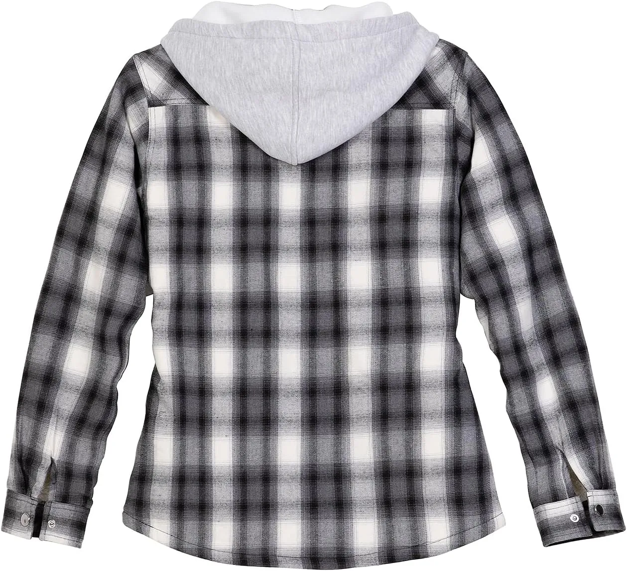 ZENTHACE Women's Flannel Shirt Jacket with Hood,Sherpa Lined Plaid Shacket Jackets,Snap Button Front