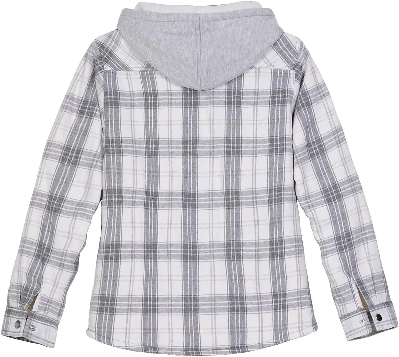 ZENTHACE Women's Flannel Shirt Jacket with Hood,Sherpa Lined Plaid Shacket Jackets,Snap Button Front